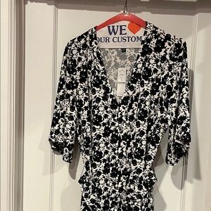 White House Black Market Monochrome Floral Dress